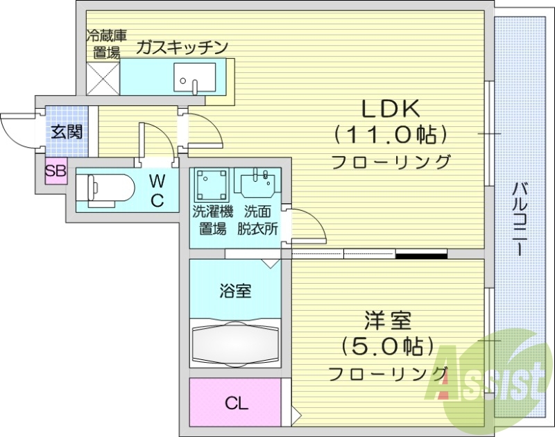 1LDK、独立洗面台、シャワートイレ、エアコン、バストイレ別