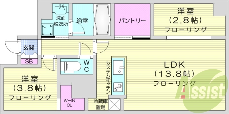 2LDK、エアコン、追い焚き、浴室乾燥機