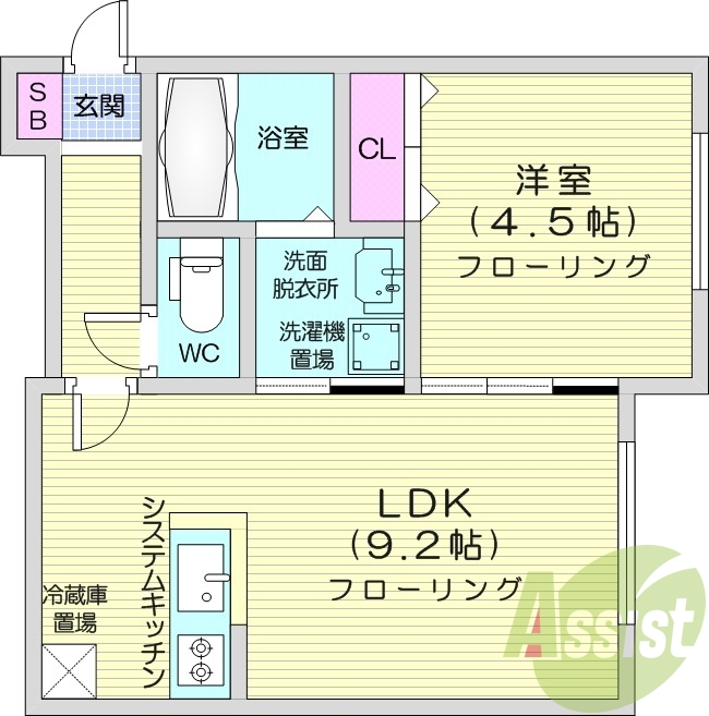 1LDK、都市ガス、ネット無料、エアコン、浴室乾燥
