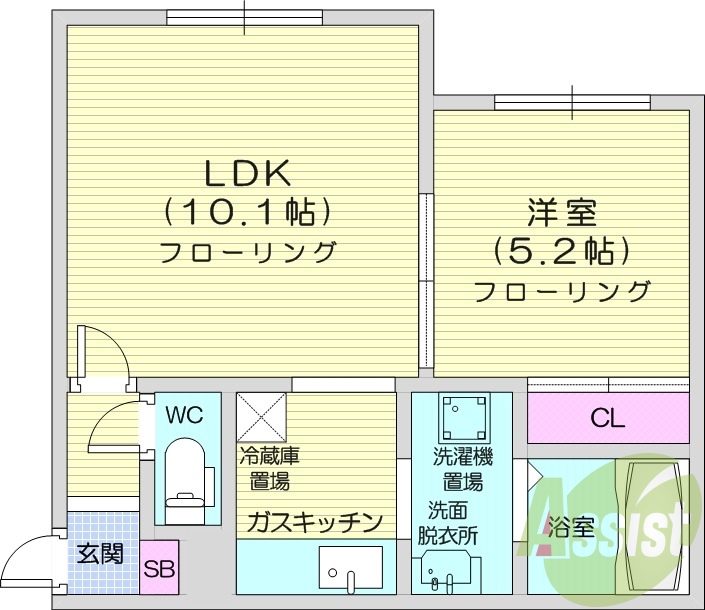 1LDK、エアコン、灯油暖房、モニタ付インターホン