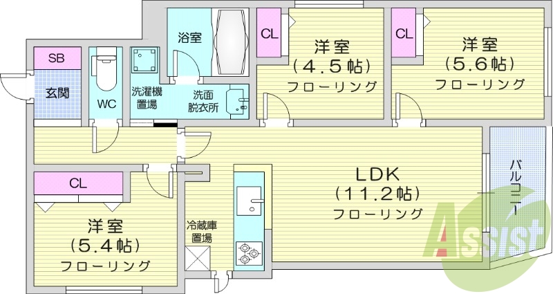 3LDK、エアコン、灯油暖房、追い焚き、ネット無料