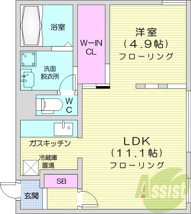 1LDK、最上階、角部屋、エアコン、追い炊き、灯油暖房