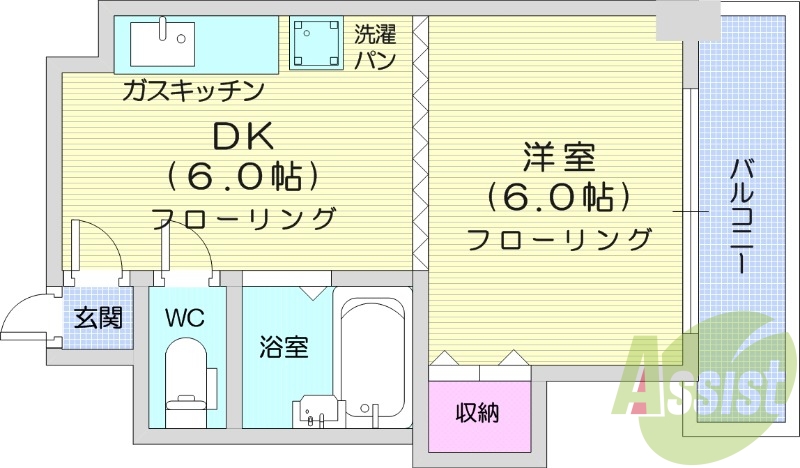 1DK、宅配ボックス、TVインターホン、収納