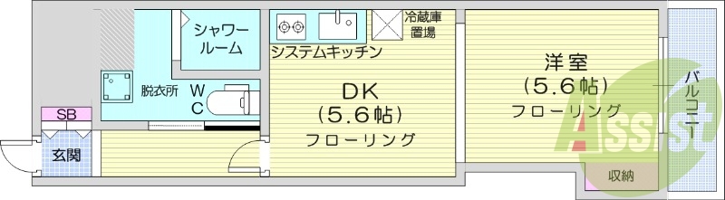1DK、システムキッチン、エアコン、分譲賃貸