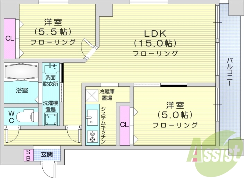 2LDK、灯油暖房、エアコン、シャンドレ、ネット無料