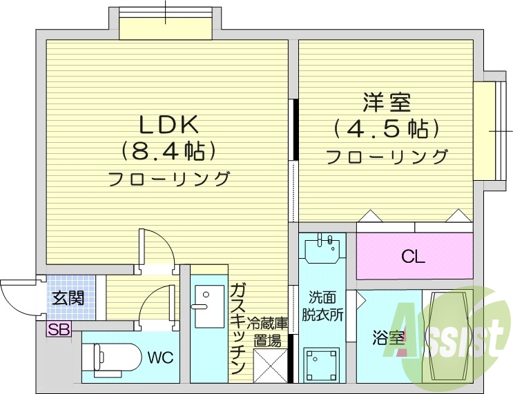 1LDK、ネット使用料不要、トランクルーム