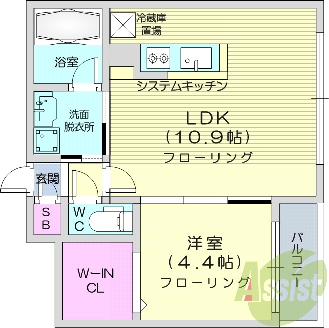 1LDK、エアコン、ペット可、システムキッチン
