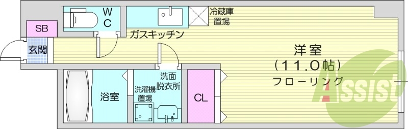 1R、エレベーター、ネット使用料不要、オートロック