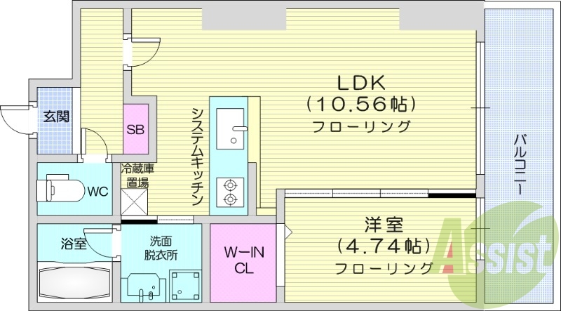 1LDK、、バルコニー、ウォークインクローゼット、ネット無料