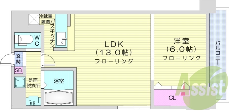 1LDK、エアコン、独立洗面台、灯油暖房