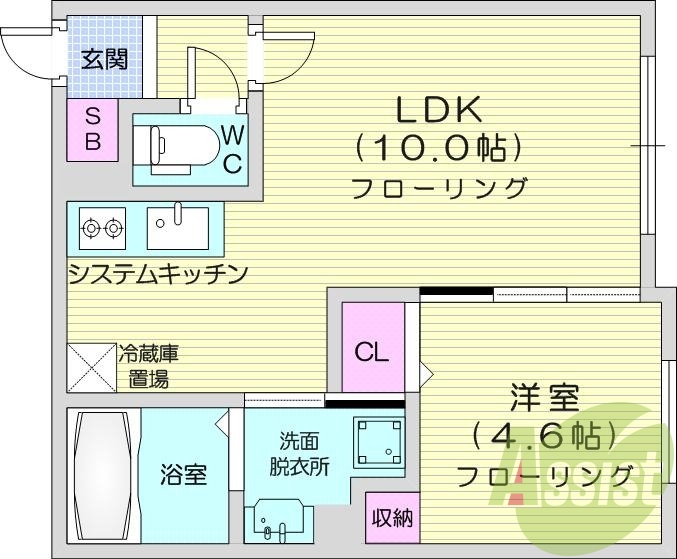 1LDK、エアコン、都市ガス、ネット無料