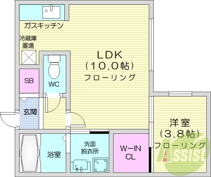 1LDK、エアコン、灯油暖房、ネット無料