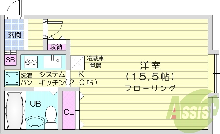 1K、システムキッチン、バストイレ別、オートロック