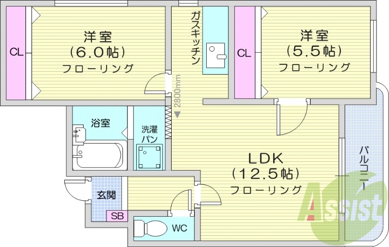 2LDK、オートロック、ネット使用料不要
