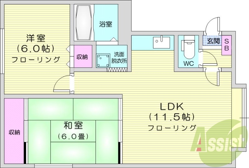 2LDK、灯油暖房、ガスキッチン、ネット無料、