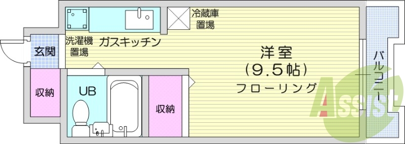 1K、ネット無料、リフォーム済み、都市ガス、分譲賃貸