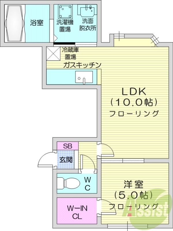 1LDK、独立洗面台、ガスキッチン、灯油暖房、