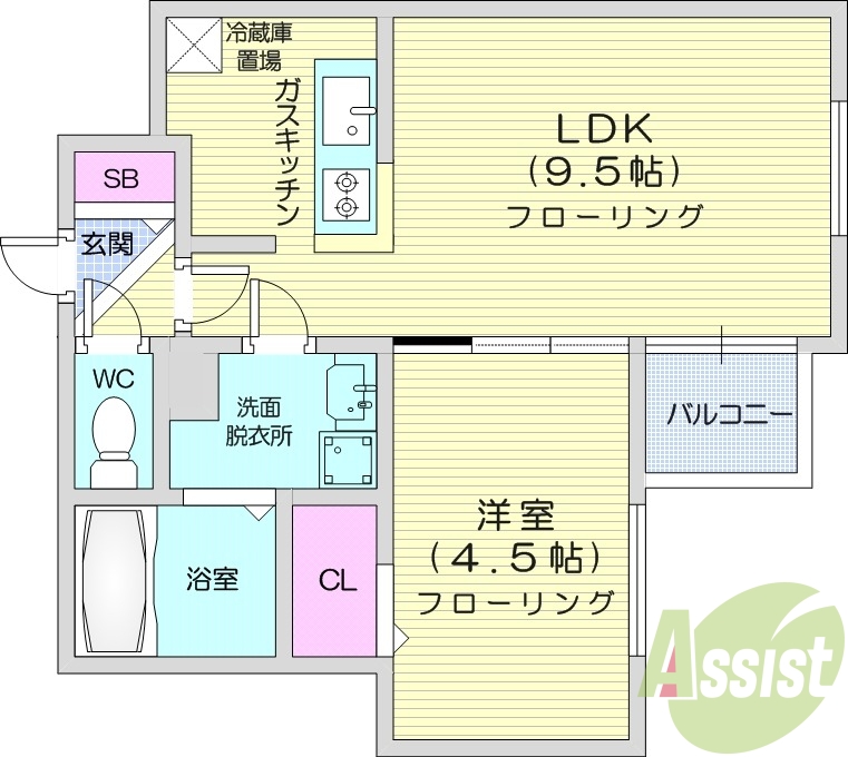 1LDK、オートロック、エアコン、エレベーター