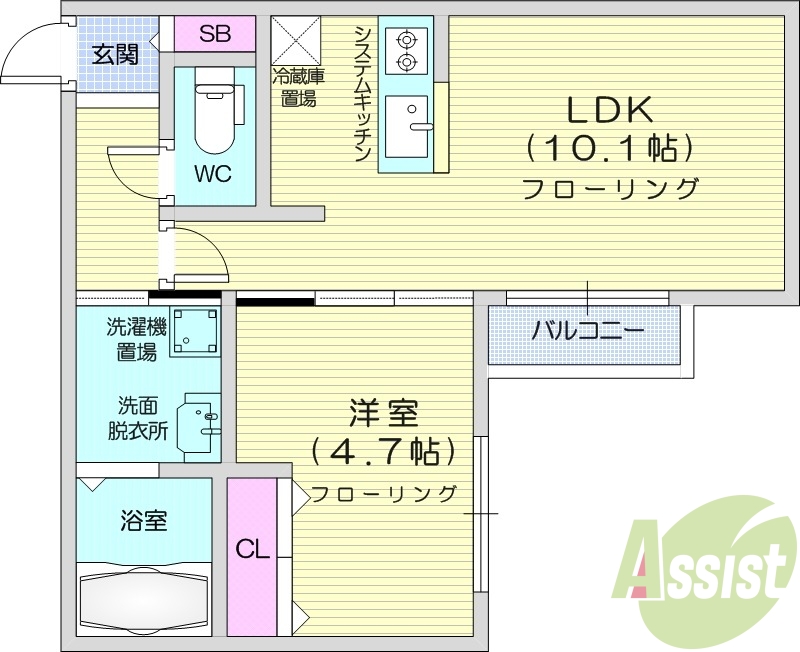 1LDK、宅配ボックス、オートロック、エアコン