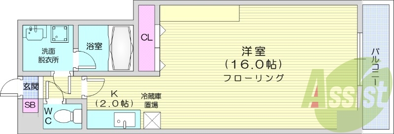 1K、バストイレ別、ネット使用料無料、洗髪洗面化粧台
