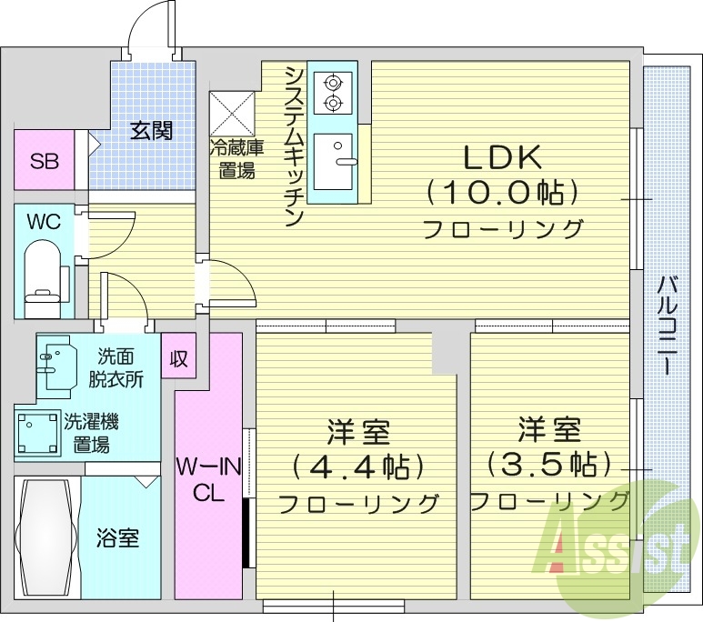 2LDK、エアコン、ガスリミット、シャワートイレ、ペット可