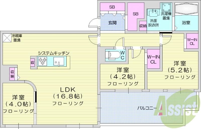 3LDK、エアコン、ガスリミット、シャワートイレ、ペット可