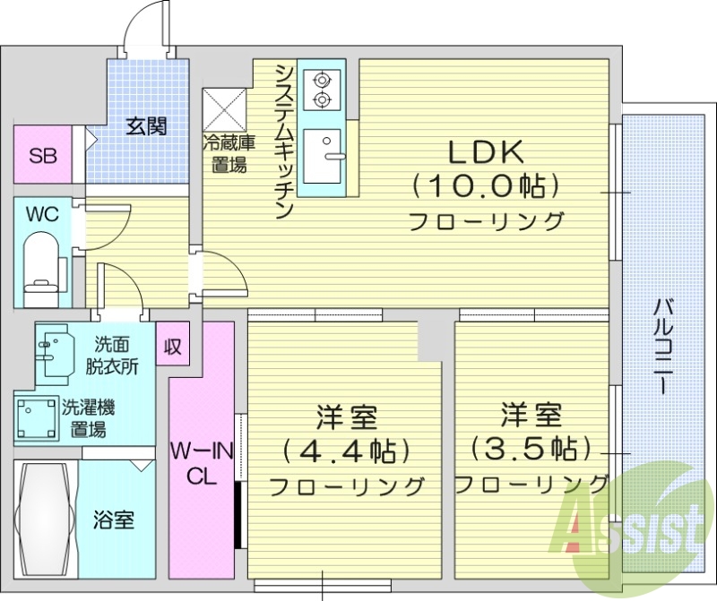 2LDK、エアコン、ガスリミット、シャワートイレ、ペット可