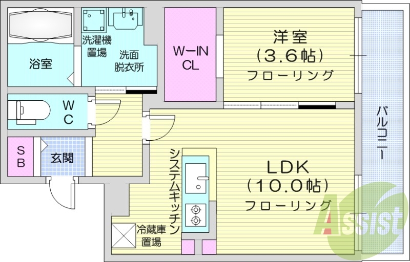 1LDK、エアコン、ガスリミット、シャワートイレ、ペット可