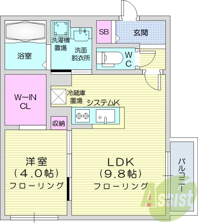 1LDK、エアコン、ガスリミット、シャワートイレ、ペット可