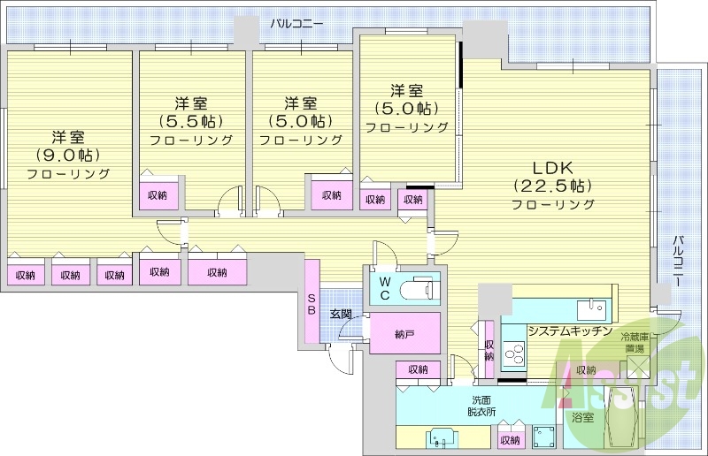 4LDK、都市ガス、分譲、システムキッチン