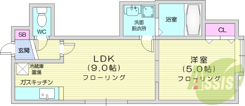 1LDK、灯油暖房、角部屋、ネット無料、収納