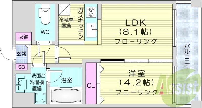 1LDK、追い焚き、ガスファンコンベクター、シャンドレ