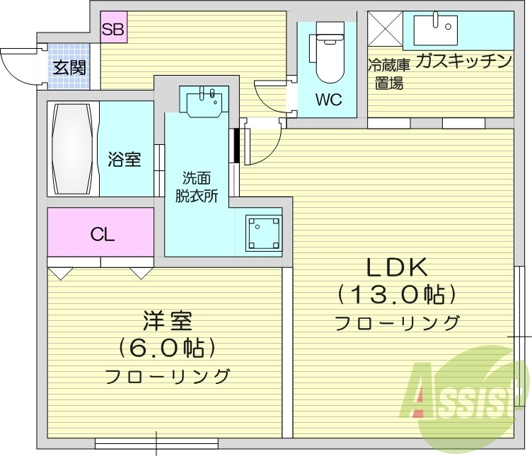 1LDK、モニターホン、角部屋、エアコン