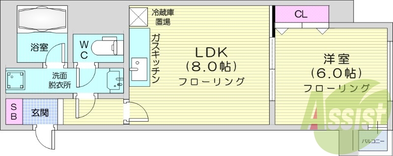 1LDK、灯油暖房、クローゼット、シューズボックス