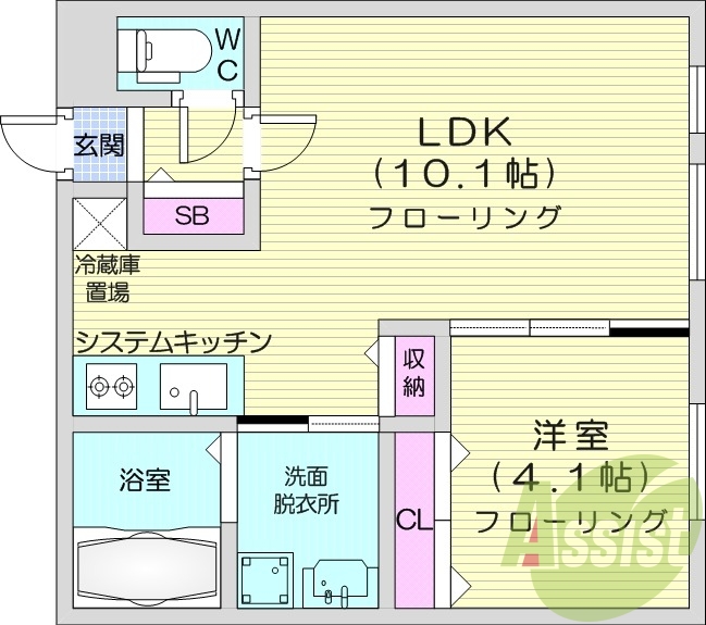1LDK、エアコン、ネット無料、温水洗浄便座