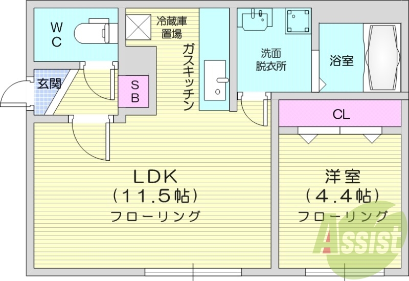 1LDK、エアコン、ウォークインクロゼット、ネット無料