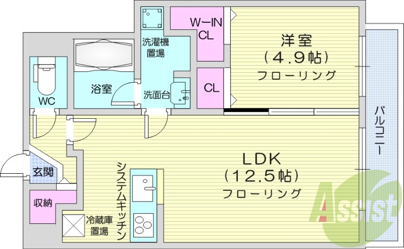 1LDK、都市ガス、エアコン、ネット無料、宅配BOX