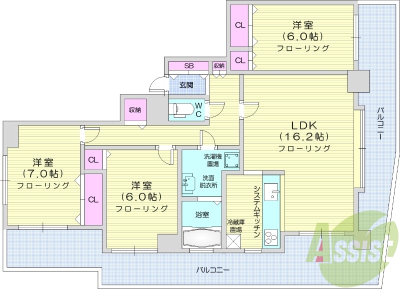 3LDK、エアコン、灯油暖房、追い焚き、オートロック