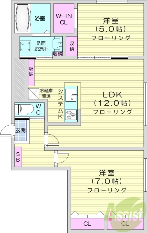 2LDK、エアコン、ペット可、システムキッチン