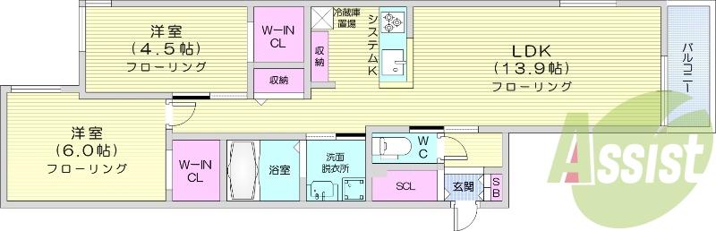 2LDK、エアコン、都市ガス、追い焚き、ネット無料