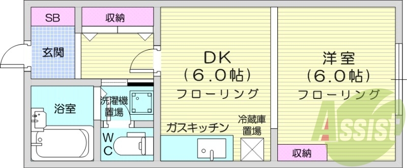 1DK、シャワートイレ、ネット使用料不要、灯油暖房