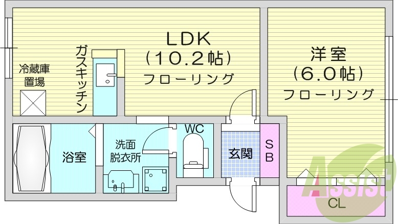 1LDK、エアコン、灯油暖房、ネット使用料不要