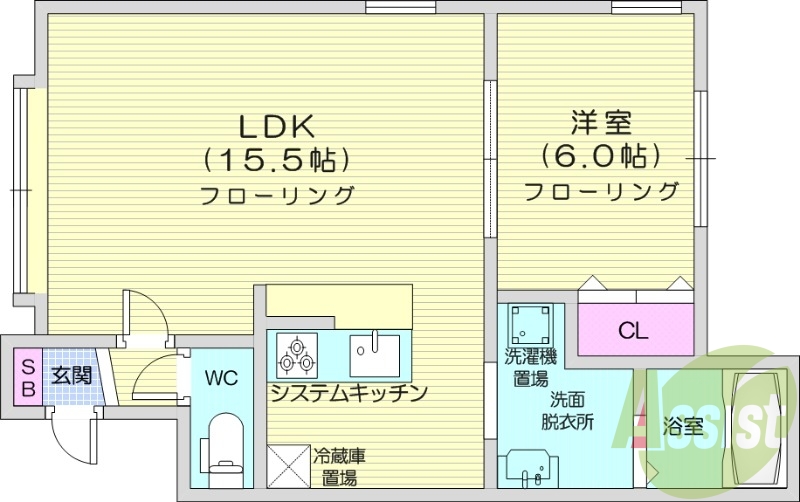 1LDK、エアコン、灯油暖房、トランクルーム