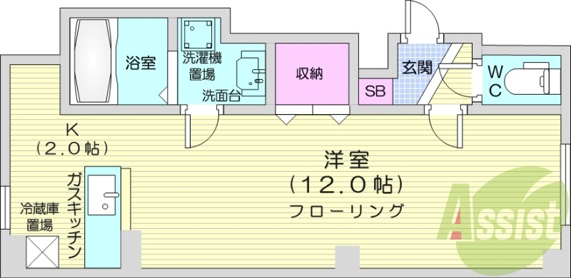 1DK、収納、シューズボックス、独立洗面台、クローゼット収納