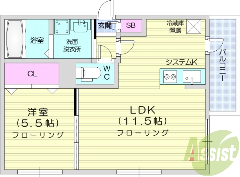 1LDK、エレベーター、オートロック、エアコン