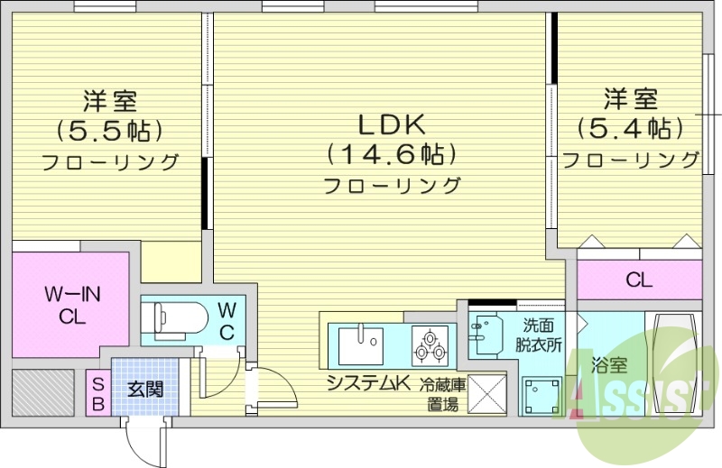 2LDK、エアコン、独立洗面台、シャワートイレ、灯油暖房