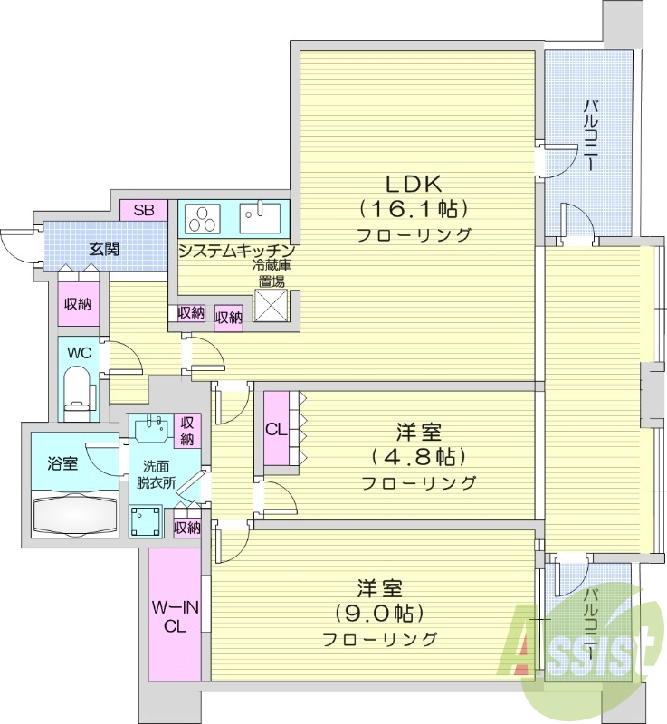 2LDK、都市ガス、ネット無料、エアコン、追い焚き機能