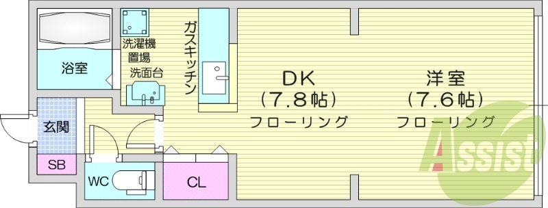 1DK、灯油暖房、ネット使用料不要、シャンプードレッサー