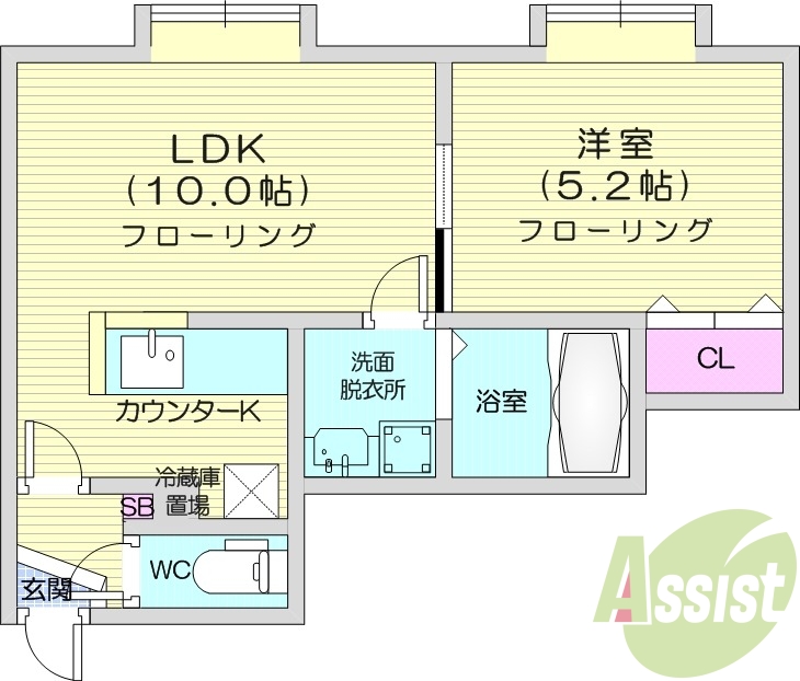 1LDK、灯油暖房、エアコン、カメラ付きインターホン
