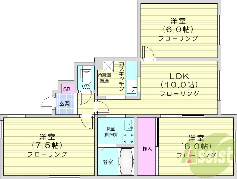 3LDK、灯油暖房、トランクルーム、温水洗浄便座